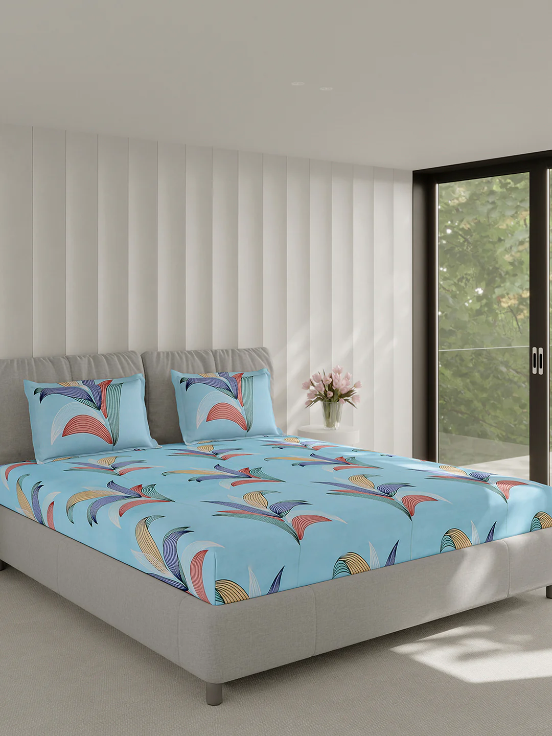 130 GSM Polyester Double Bed 1 Bedsheet with 2 Pillow Covers (Fashnik) - Image 4