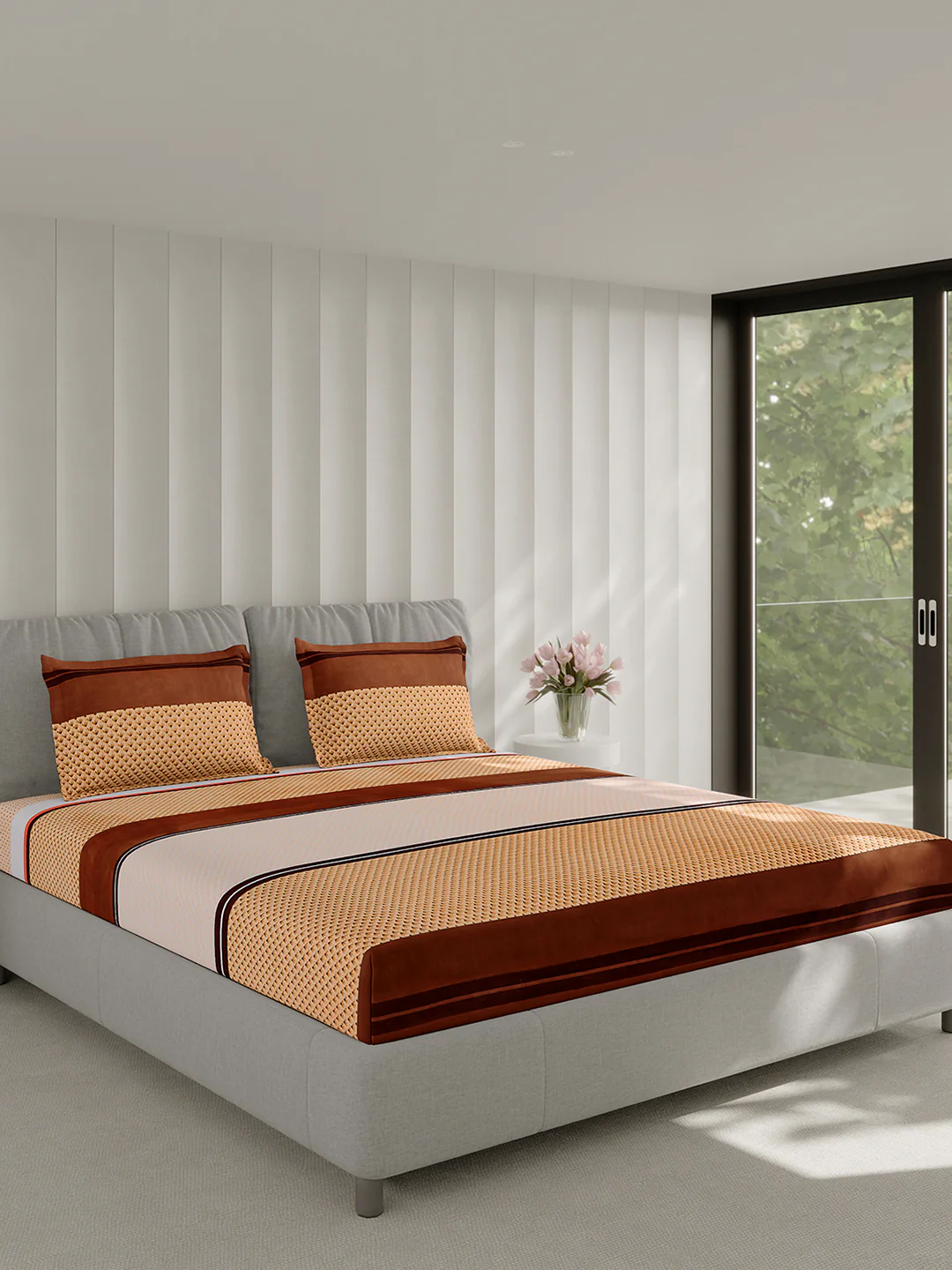 130 GSM Polyester Double Bed 1 Bedsheet with 2 Pillow Covers (Fashnik) - Image 4