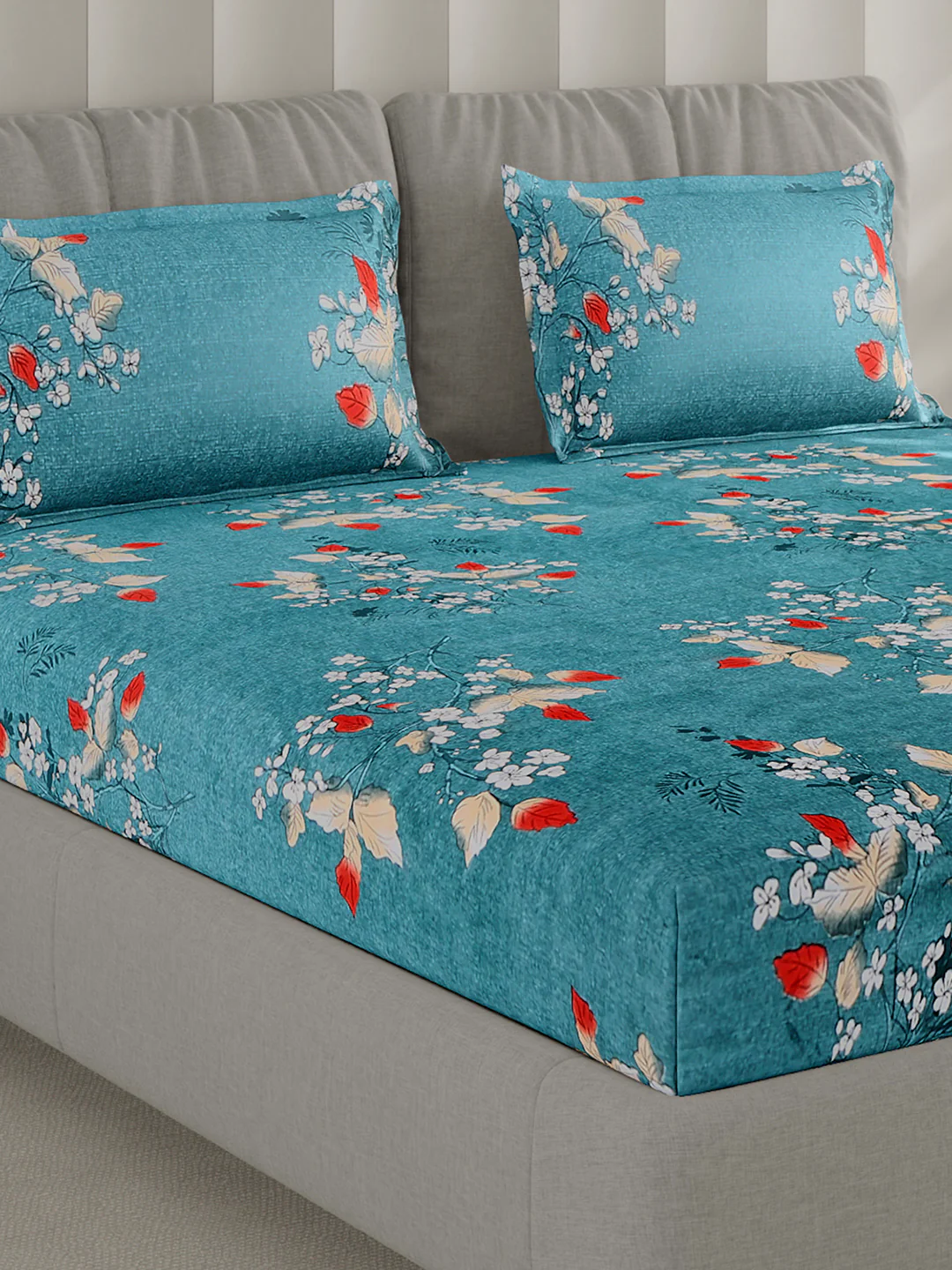130 GSM Polyester Double Bed 1 Bedsheet with 2 Pillow Covers (Fashnik)