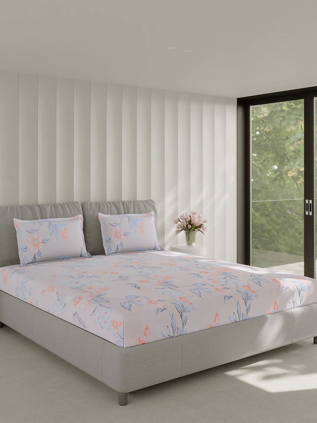130 GSM Polyester Double Bed 1 Bedsheet with 2 Pillow Covers (Fashnik) - Image 4