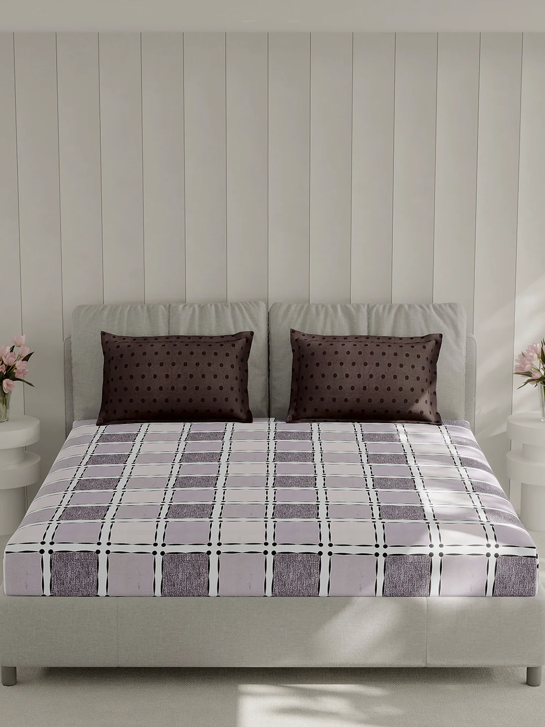 130 GSM Polyester Double Bed 1 Bedsheet with 2 Pillow Covers (Immortal) - Image 3