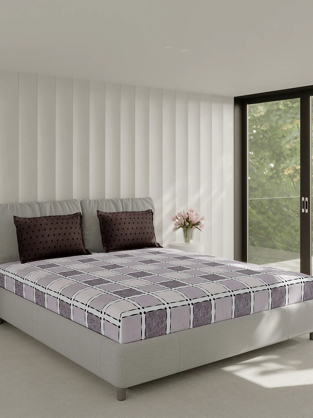 130 GSM Polyester Double Bed 1 Bedsheet with 2 Pillow Covers (Immortal) - Image 4