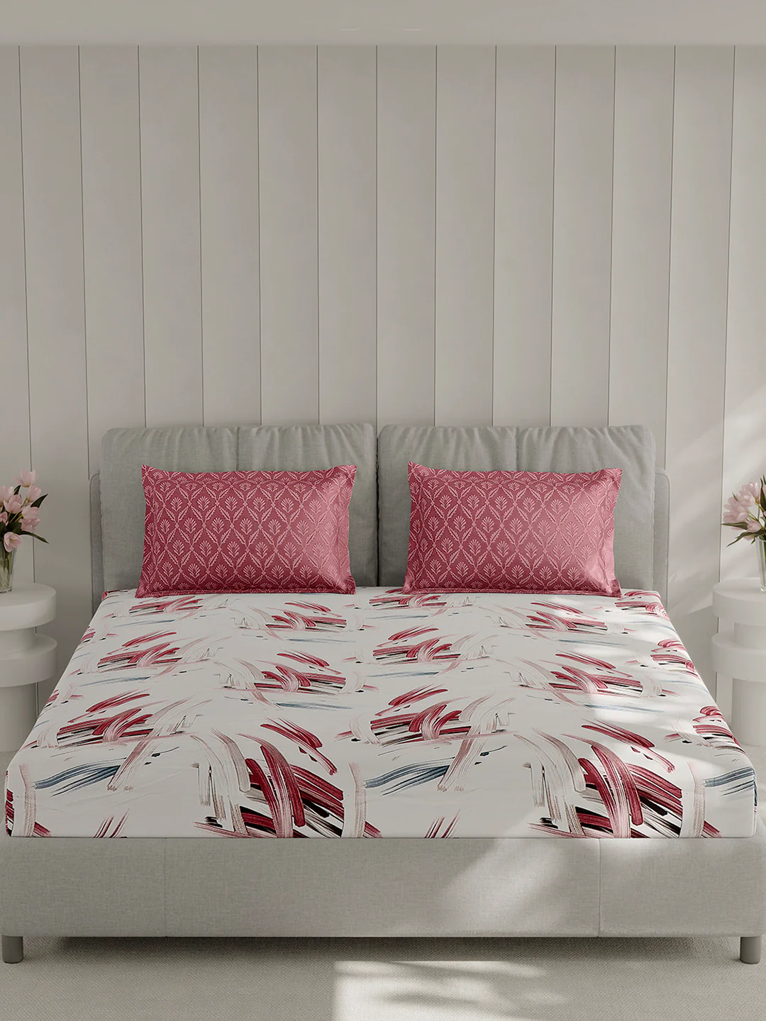 130 GSM Polyester Double Bed 1 Bedsheet with 2 Pillow Covers (Immortal) - Image 3