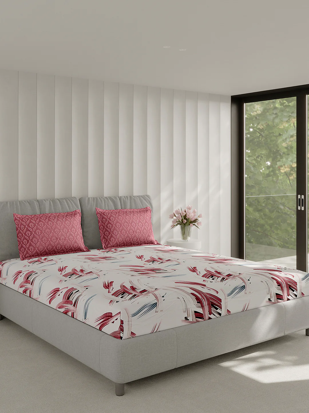 130 GSM Polyester Double Bed 1 Bedsheet with 2 Pillow Covers (Immortal) - Image 4