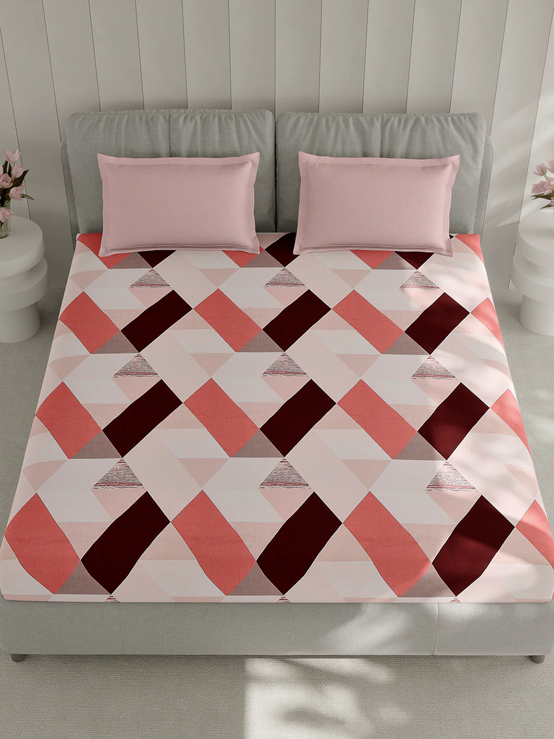 130 GSM Polyester Double Bed 1 Bedsheet with 2 Pillow Covers (Immortal) - Image 2