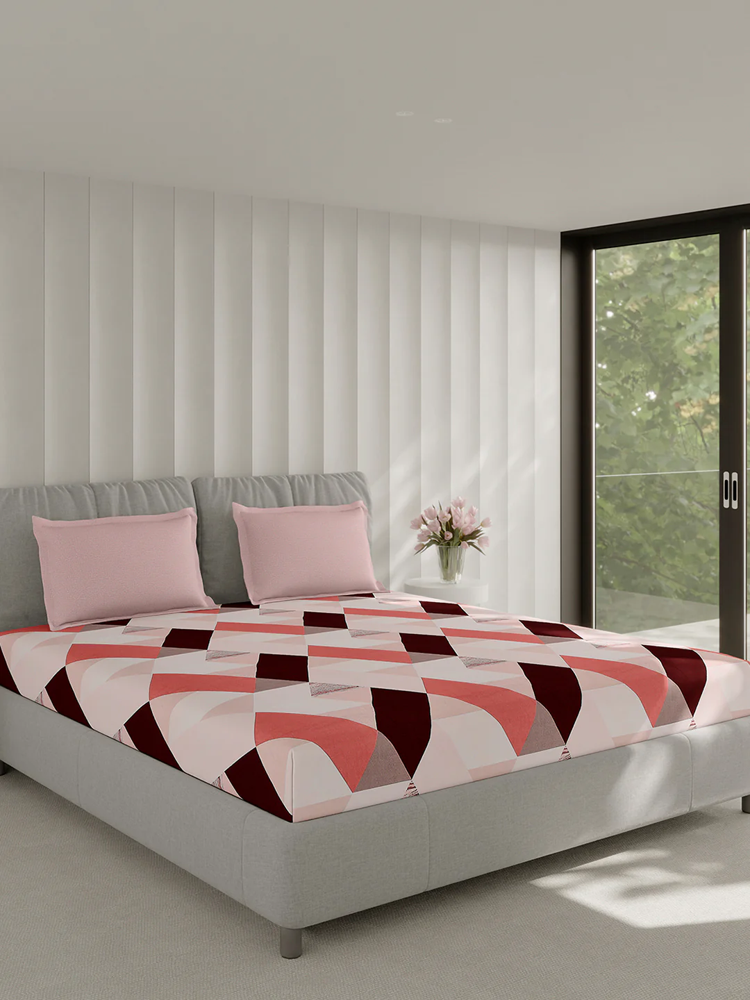 130 GSM Polyester Double Bed 1 Bedsheet with 2 Pillow Covers (Immortal) - Image 4