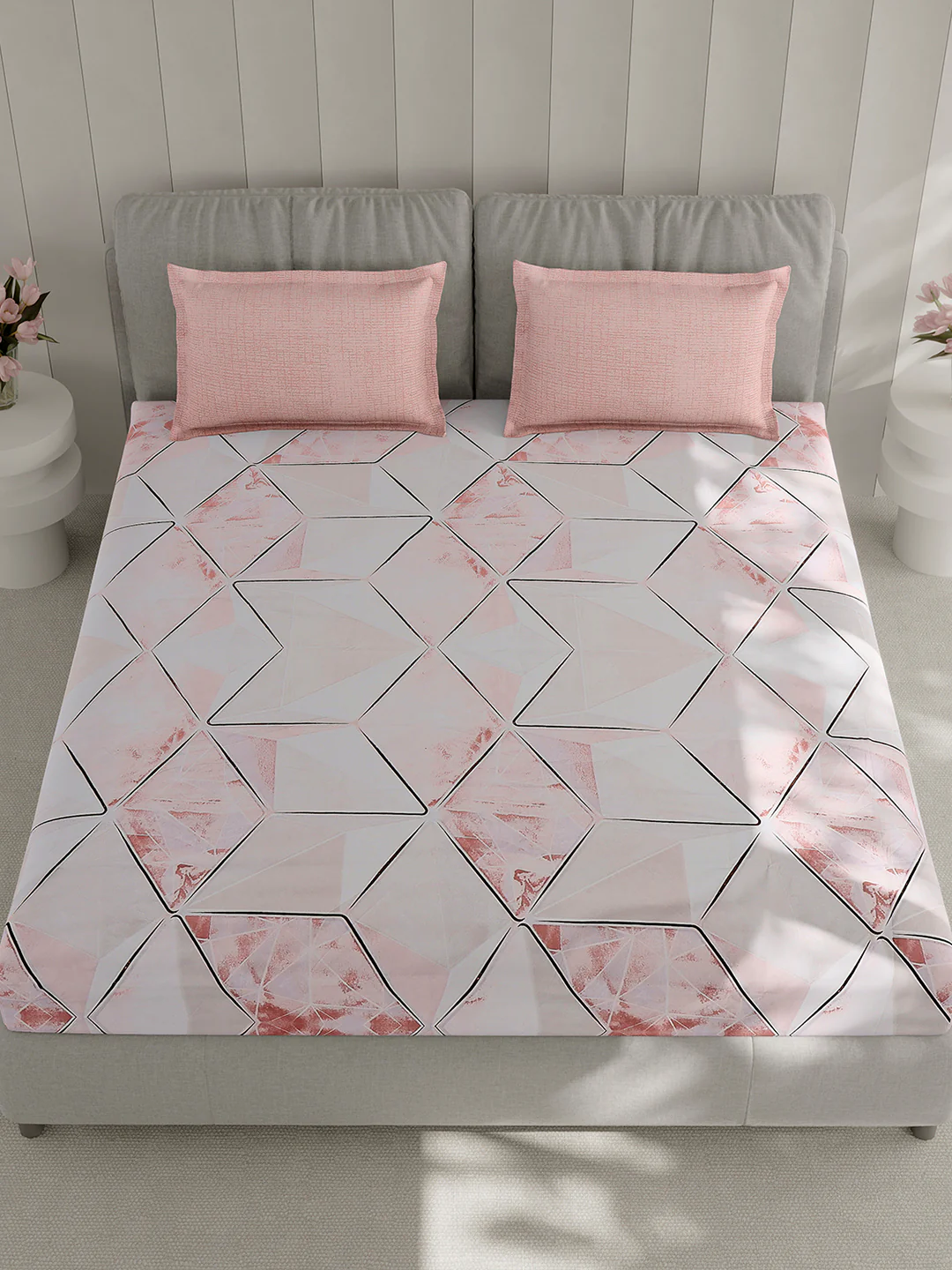 130 GSM Polyester Double Bed 1 Bedsheet with 2 Pillow Covers (Immortal) - Image 2