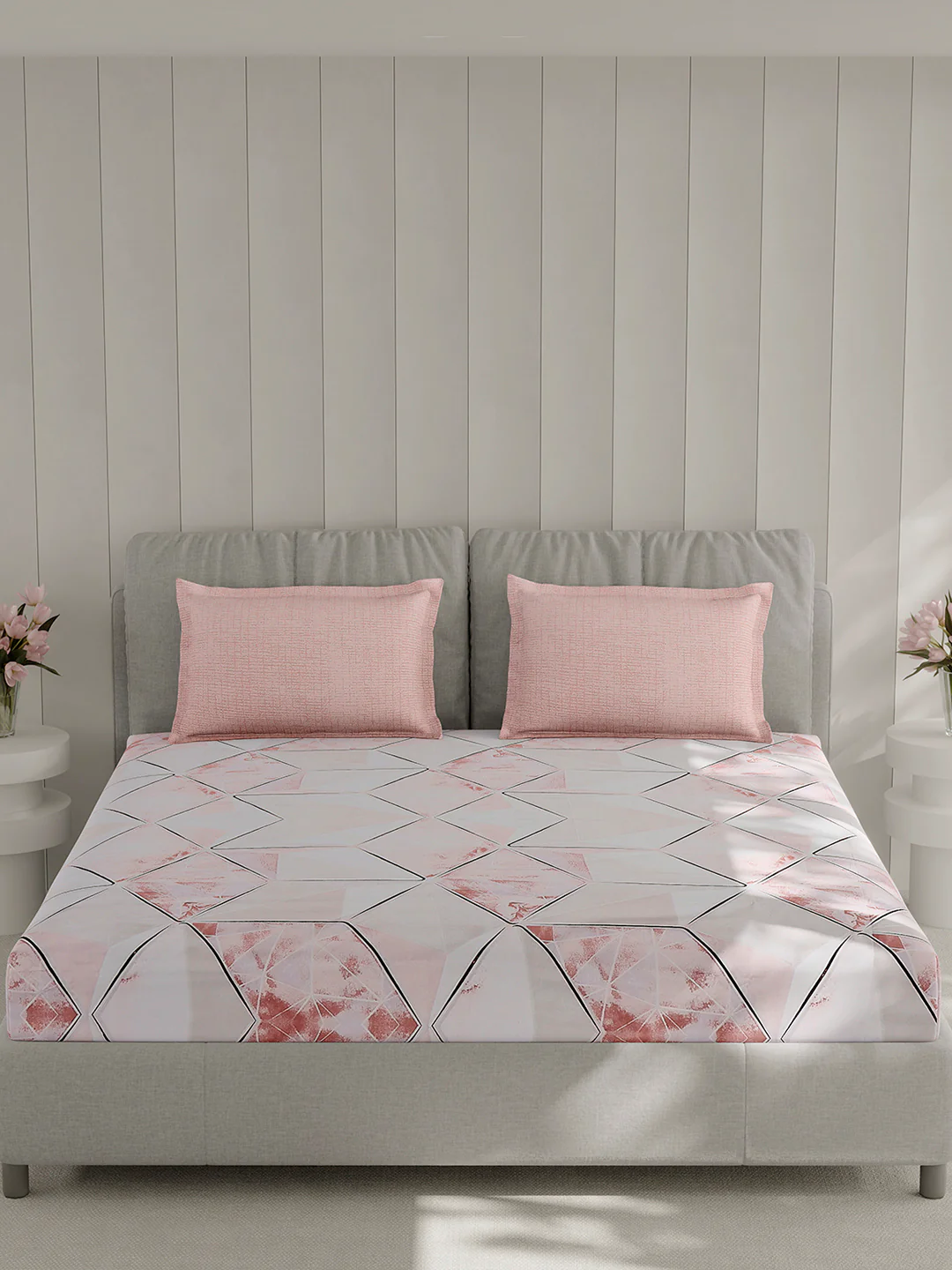 130 GSM Polyester Double Bed 1 Bedsheet with 2 Pillow Covers (Immortal) - Image 3