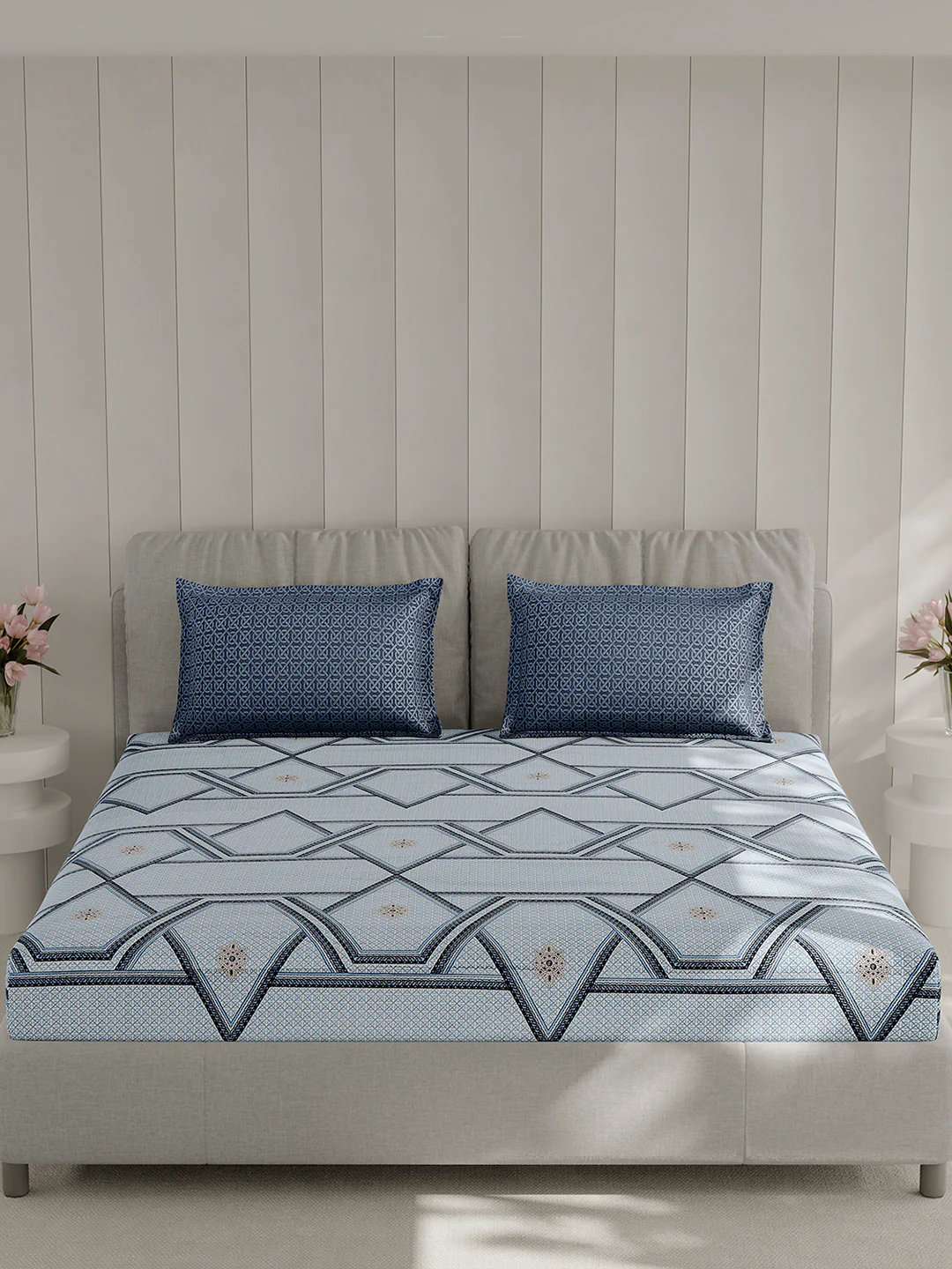 130 GSM Polyester Double Bed 1 Bedsheet with 2 Pillow Covers (Immortal) - Image 3
