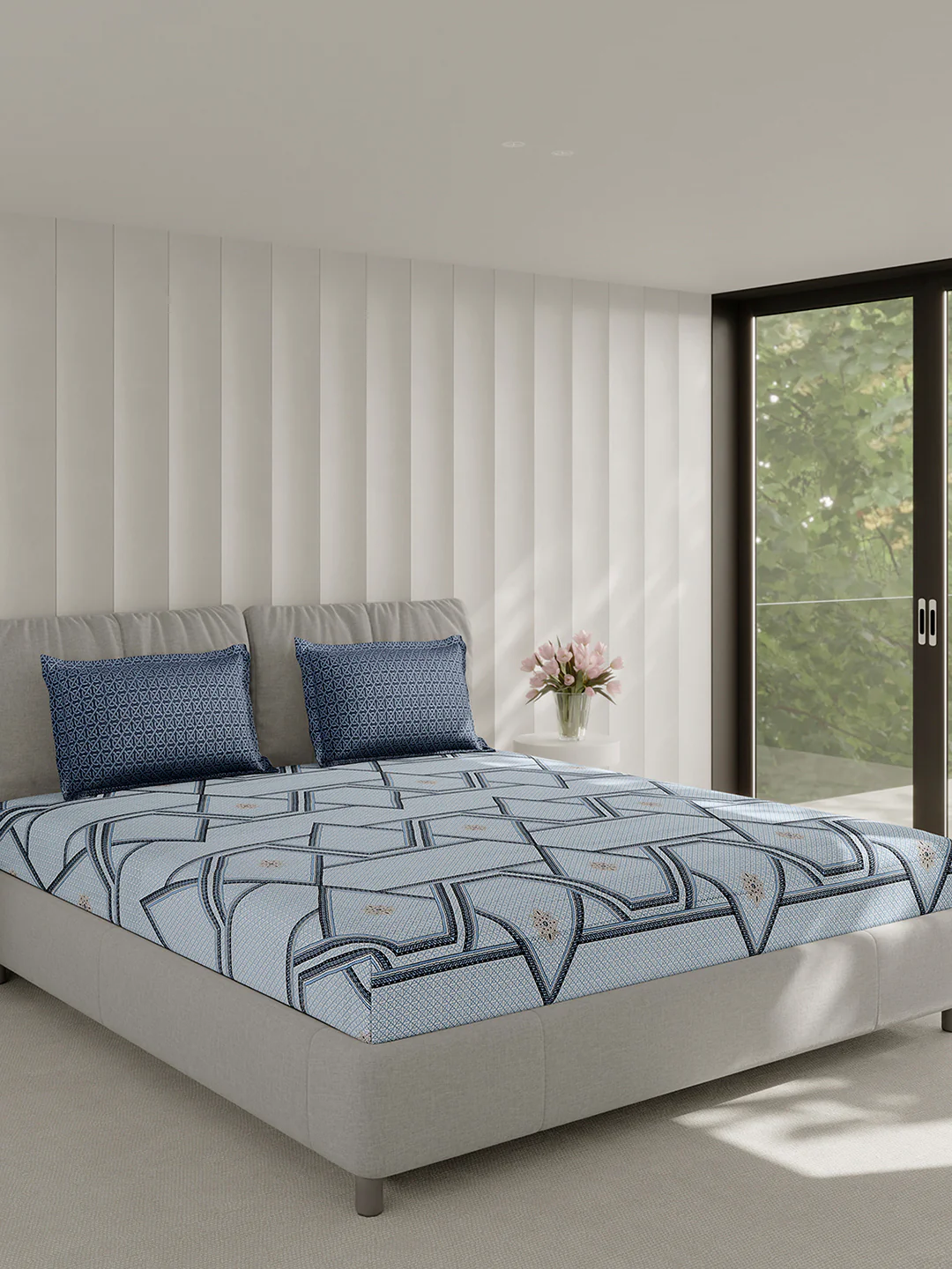130 GSM Polyester Double Bed 1 Bedsheet with 2 Pillow Covers (Immortal) - Image 4