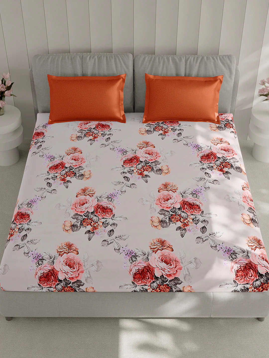 130 GSM Polyester Double Bed 1 Bedsheet with 2 Pillow Covers (Immortal) - Image 2