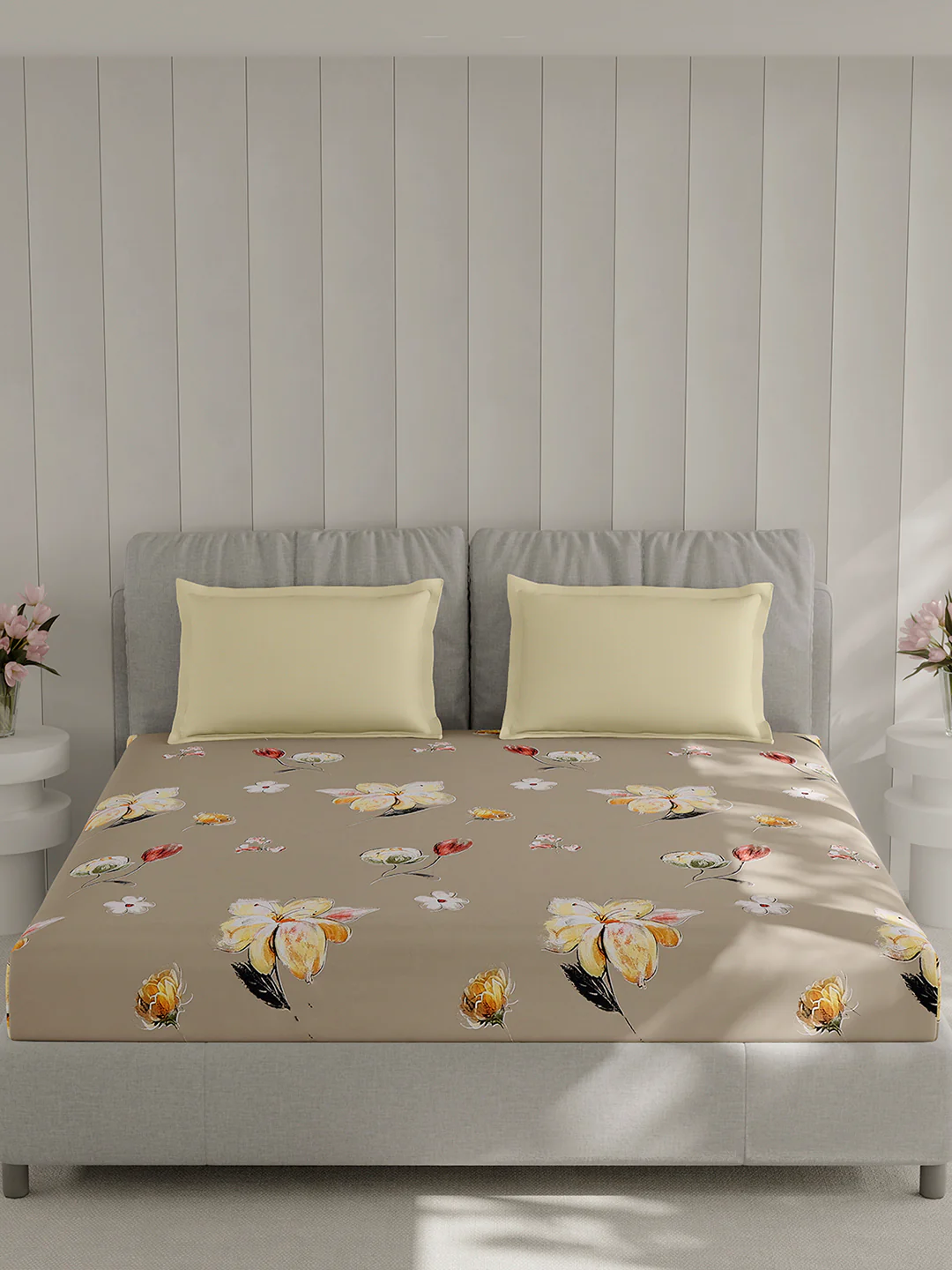 130 GSM Polyester Double Bed 1 Bedsheet with 2 Pillow Covers (Immortal) - Image 3