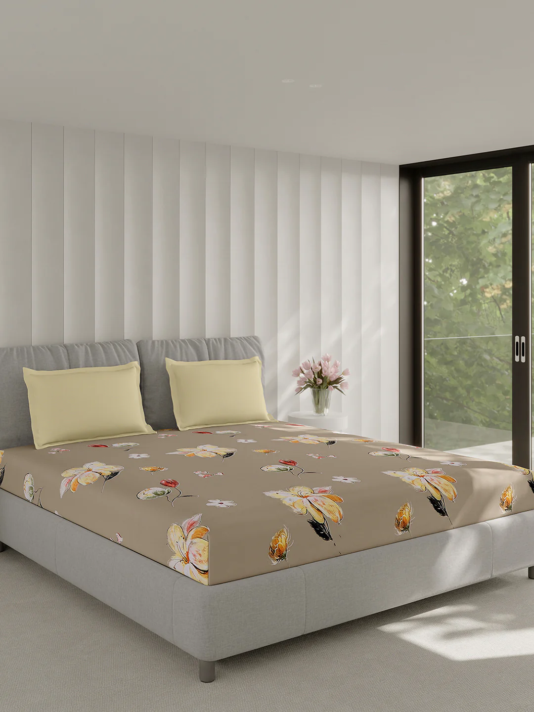 130 GSM Polyester Double Bed 1 Bedsheet with 2 Pillow Covers (Immortal) - Image 4