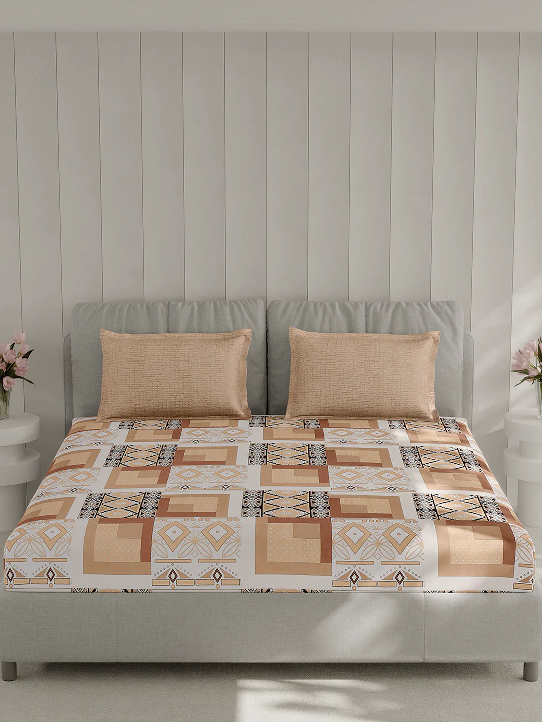 130 GSM Polyester Double Bed 1 Bedsheet with 2 Pillow Covers (Immortal) - Image 3