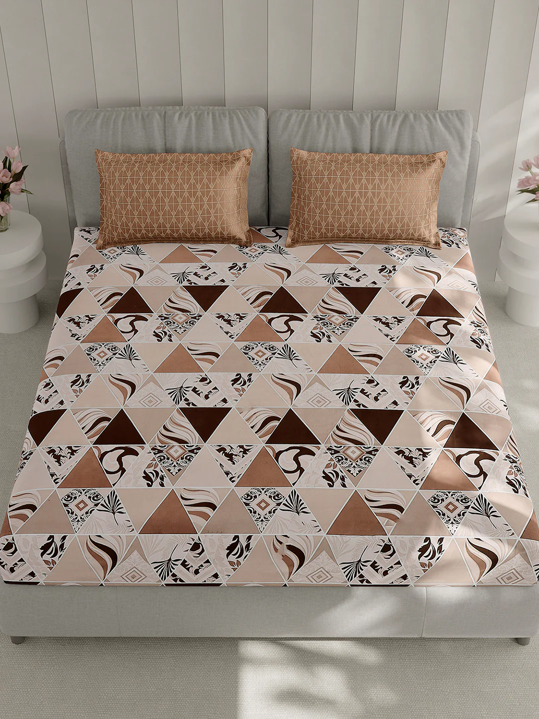 130 GSM Polyester Double Bed 1 Bedsheet with 2 Pillow Covers (Immortal) - Image 2