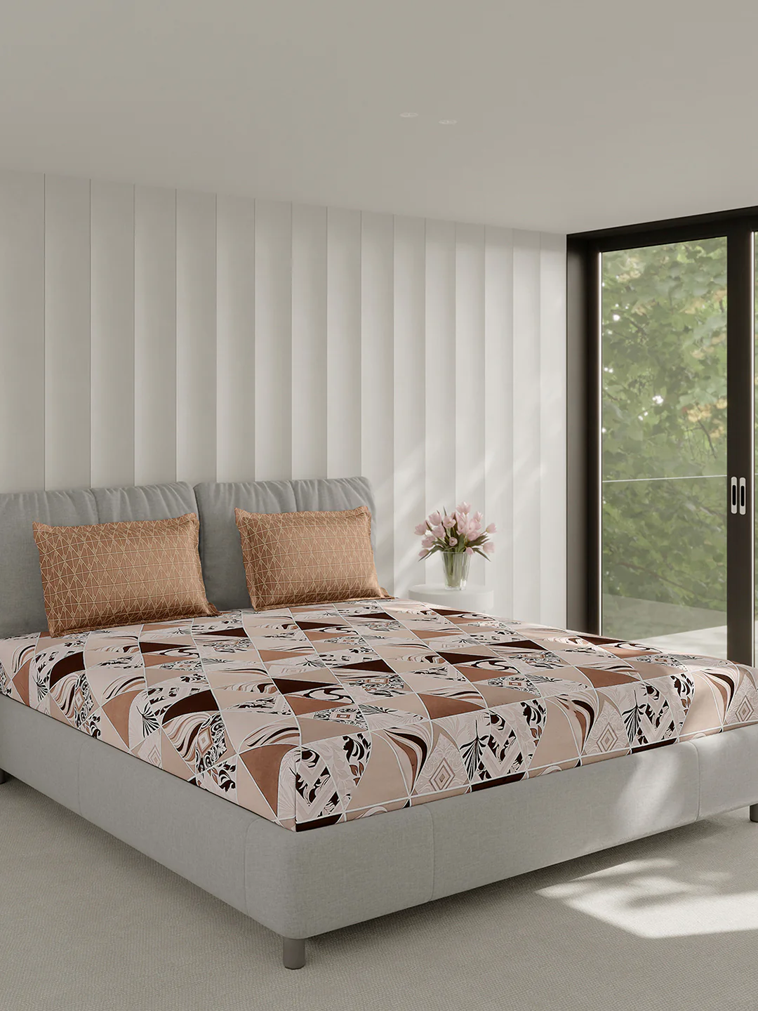 130 GSM Polyester Double Bed 1 Bedsheet with 2 Pillow Covers (Immortal) - Image 4