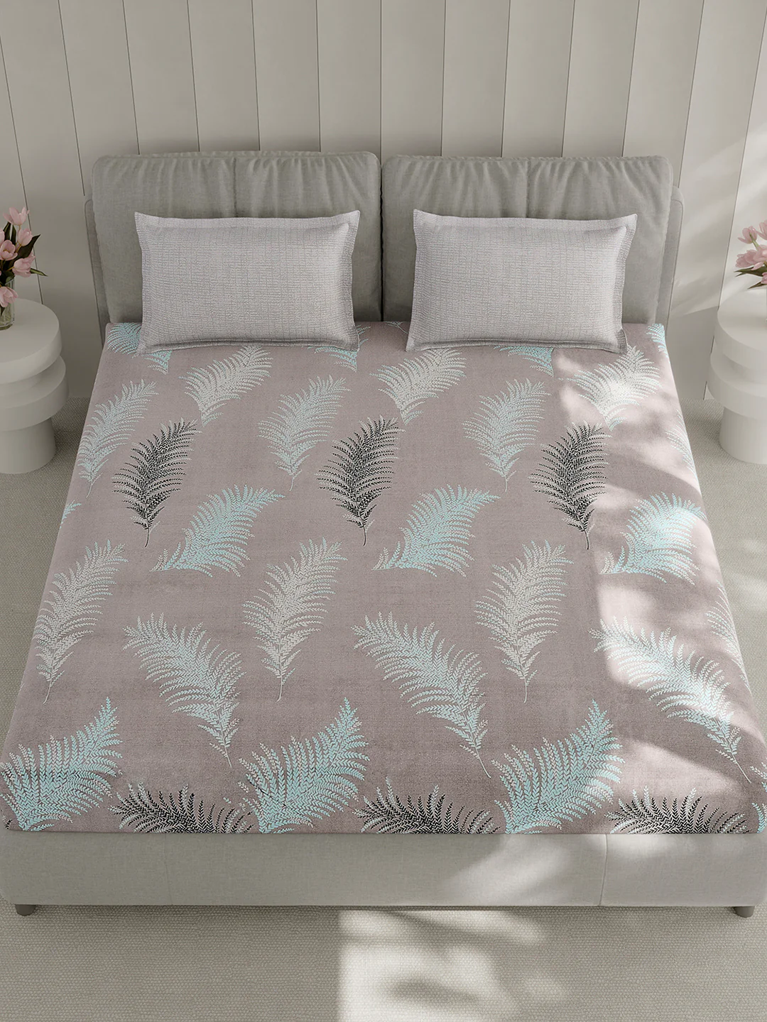 130 GSM Polyester Double Bed 1 Bedsheet with 2 Pillow Covers (Immortal) - Image 2