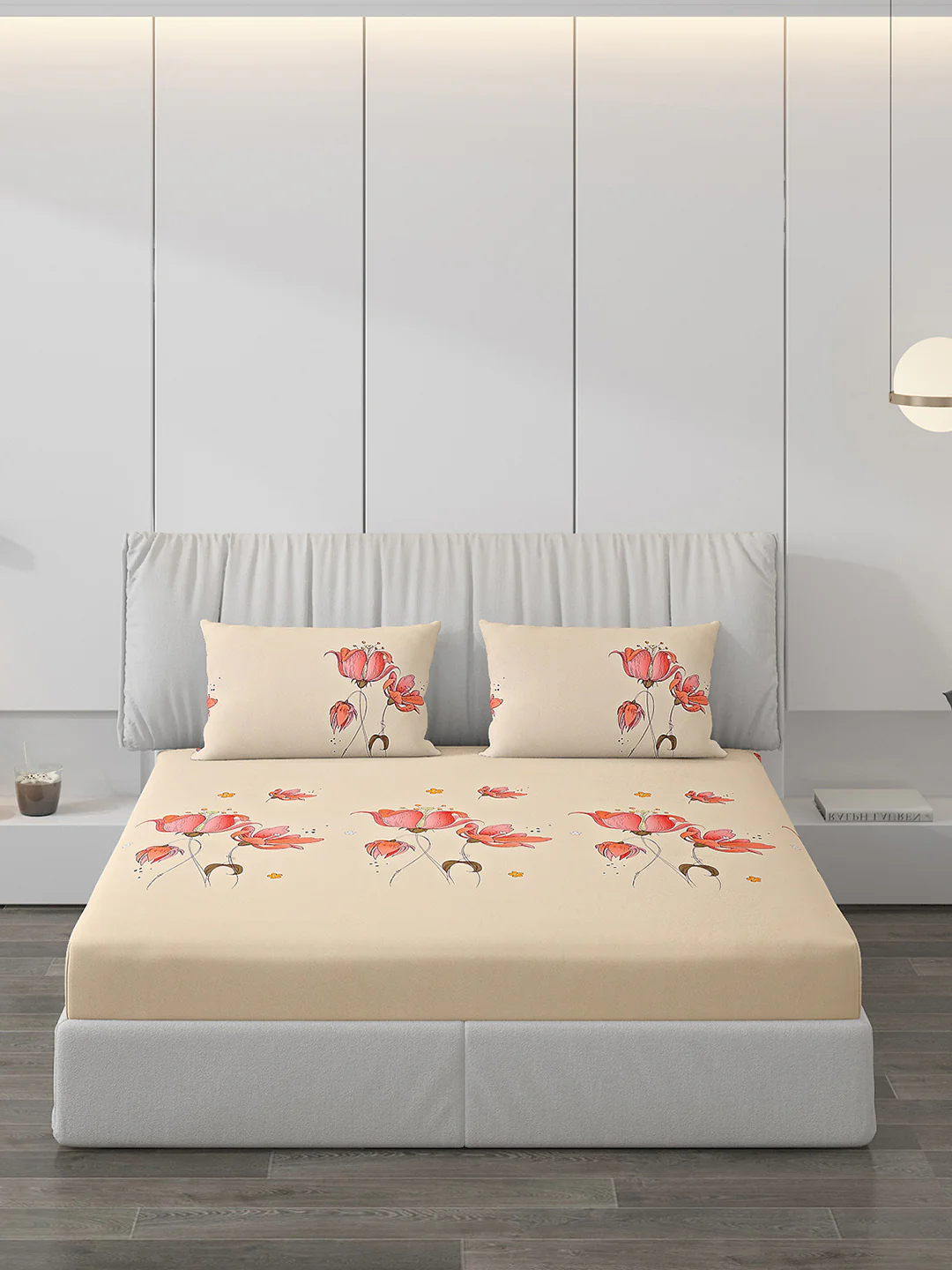 130 GSM Polyester Double Bed Bedsheet with 2 Pillow Covers - Image 3