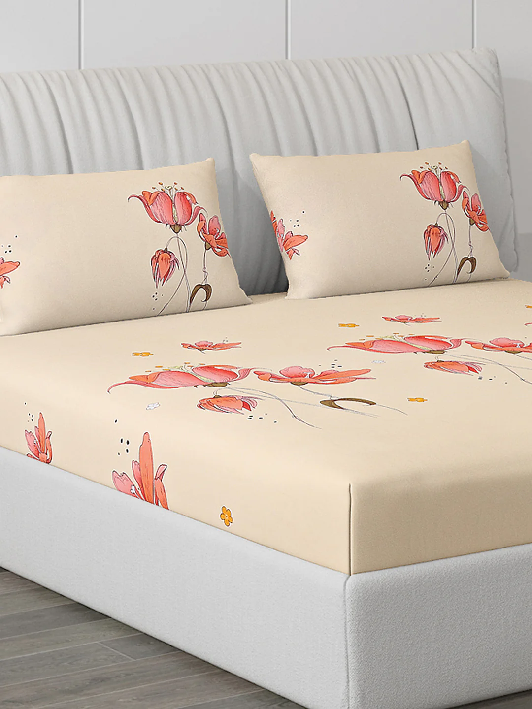 130 GSM Polyester Double Bed Bedsheet with 2 Pillow Covers - Image 5
