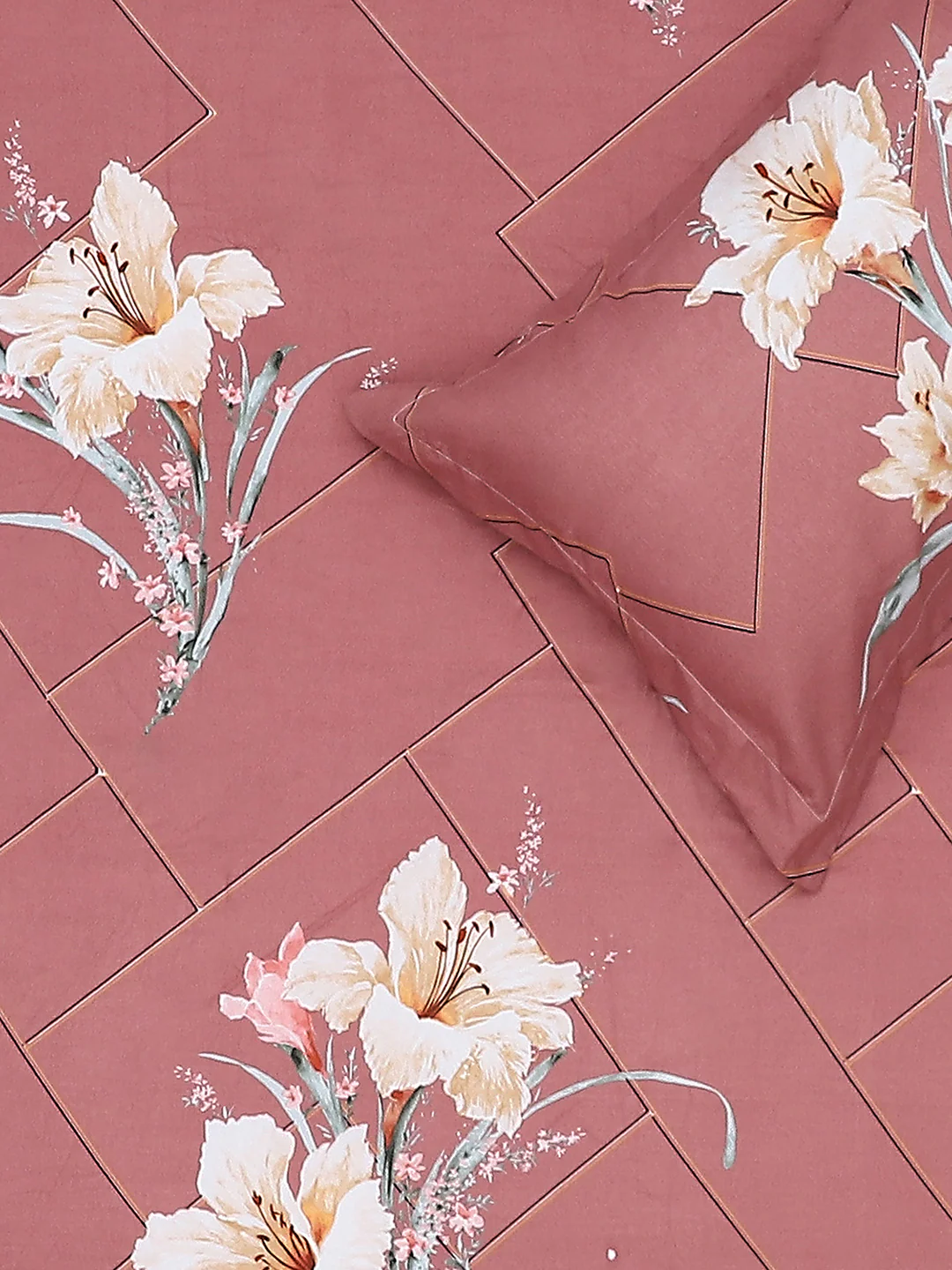 130 GSM Polyester Double Bed Bedsheet with 2 Pillow Covers - Image 6