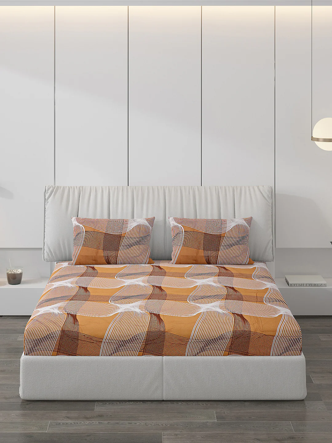 130 GSM Polyester Double Bed Bedsheet with 2 Pillow Covers - Image 3