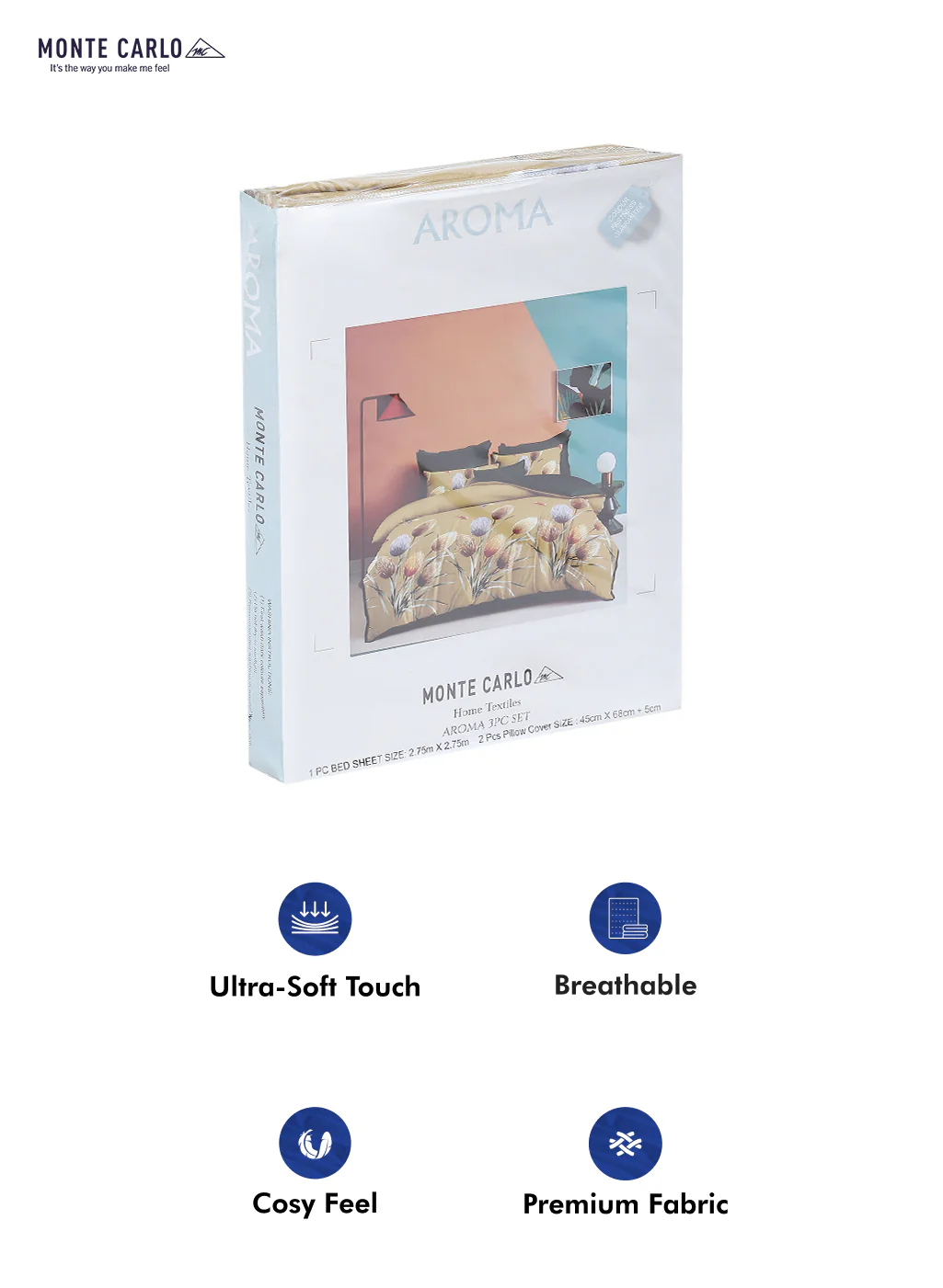 130 GSM Polyester Double Bed Bedsheet with 2 Pillow Covers - Image 10