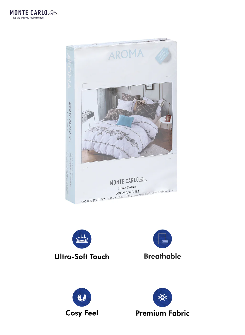 130 GSM Polyester Double Bed Bedsheet with 2 Pillow Covers - Image 10