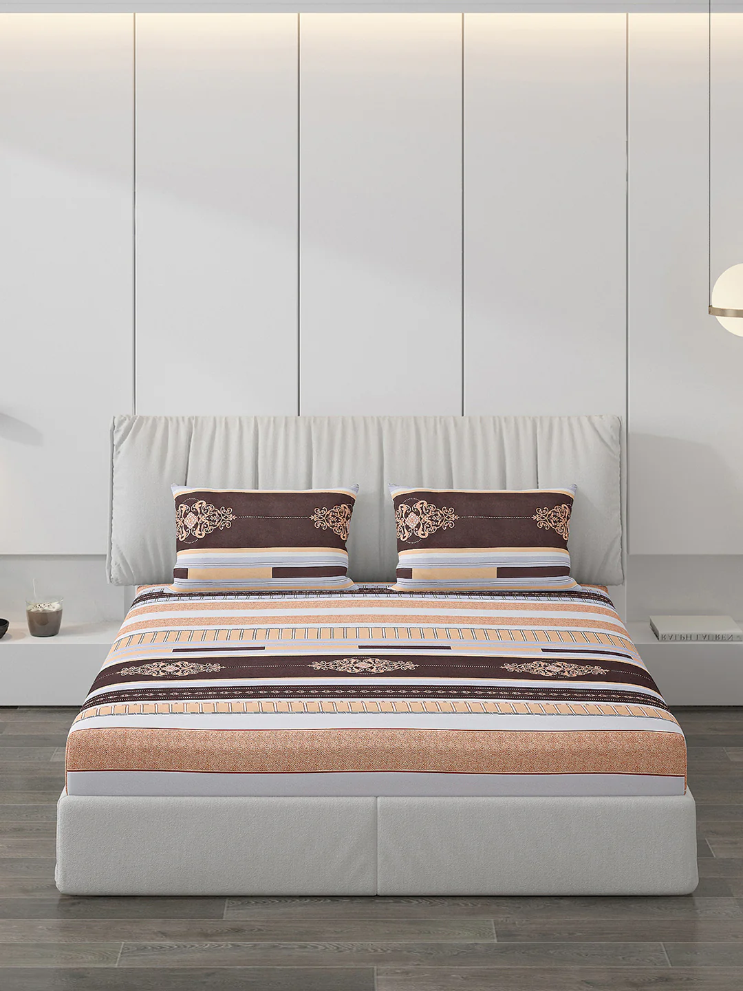 130 GSM Polyester Double Bed Bedsheet with 2 Pillow Covers - Image 3