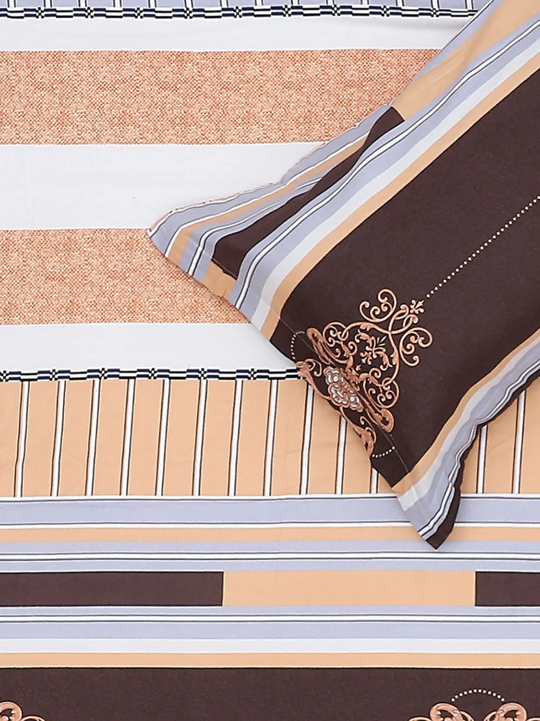 130 GSM Polyester Double Bed Bedsheet with 2 Pillow Covers - Image 6