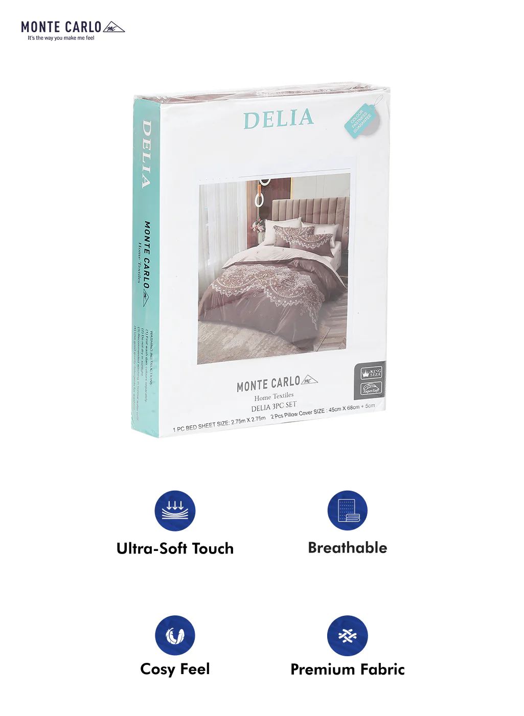 130 GSM Polyester Double Bed Bedsheet with 2 Pillow Covers - Image 10