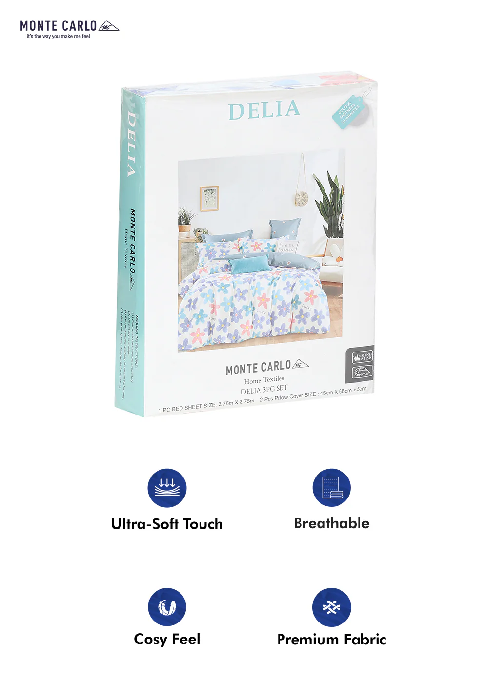 130 GSM Polyester Double Bed Bedsheet with 2 Pillow Covers - Image 10