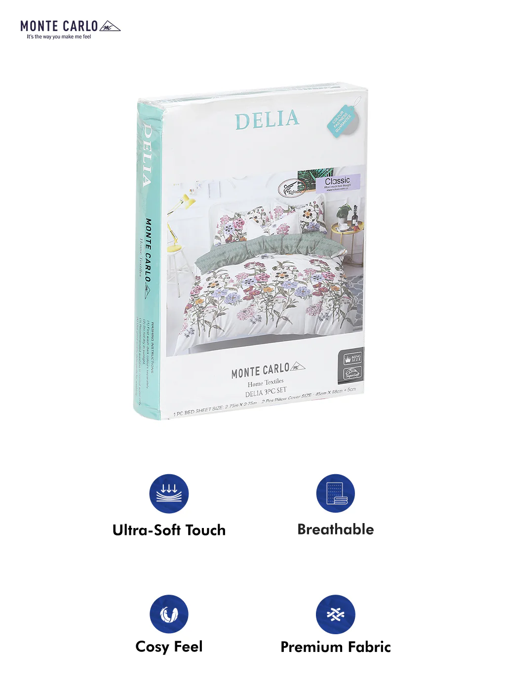 130 GSM Polyester Double Bed Bedsheet with 2 Pillow Covers - Image 10