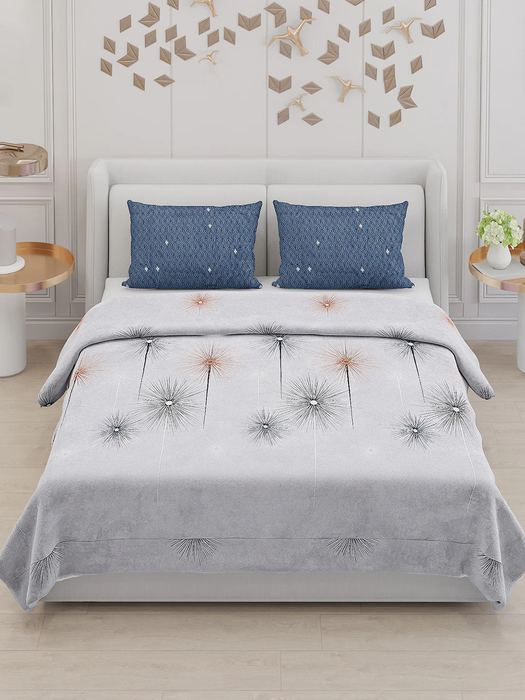 130 GSM Polyester Double Bed Bedsheet with 2 Pillow Covers - Image 2