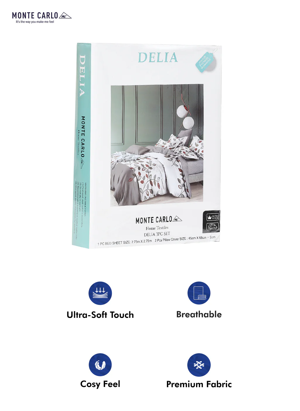 130 GSM Polyester Double Bed Bedsheet with 2 Pillow Covers - Image 10