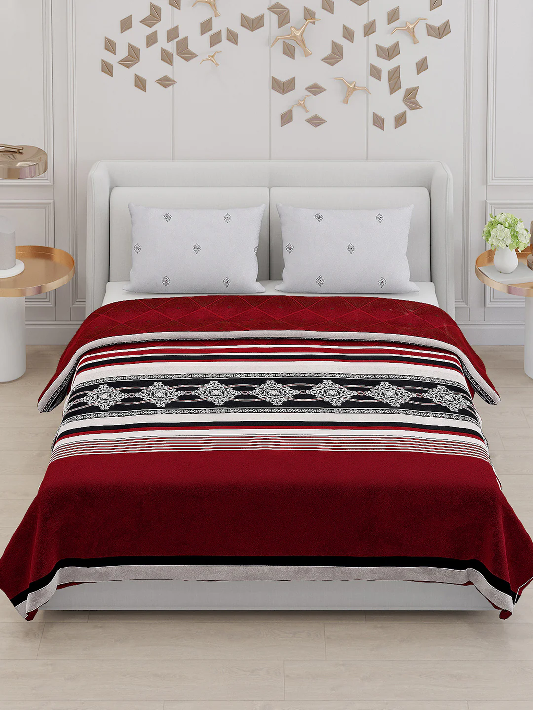 130 GSM Polyester Double Bed Bedsheet with 2 Pillow Covers - Image 2