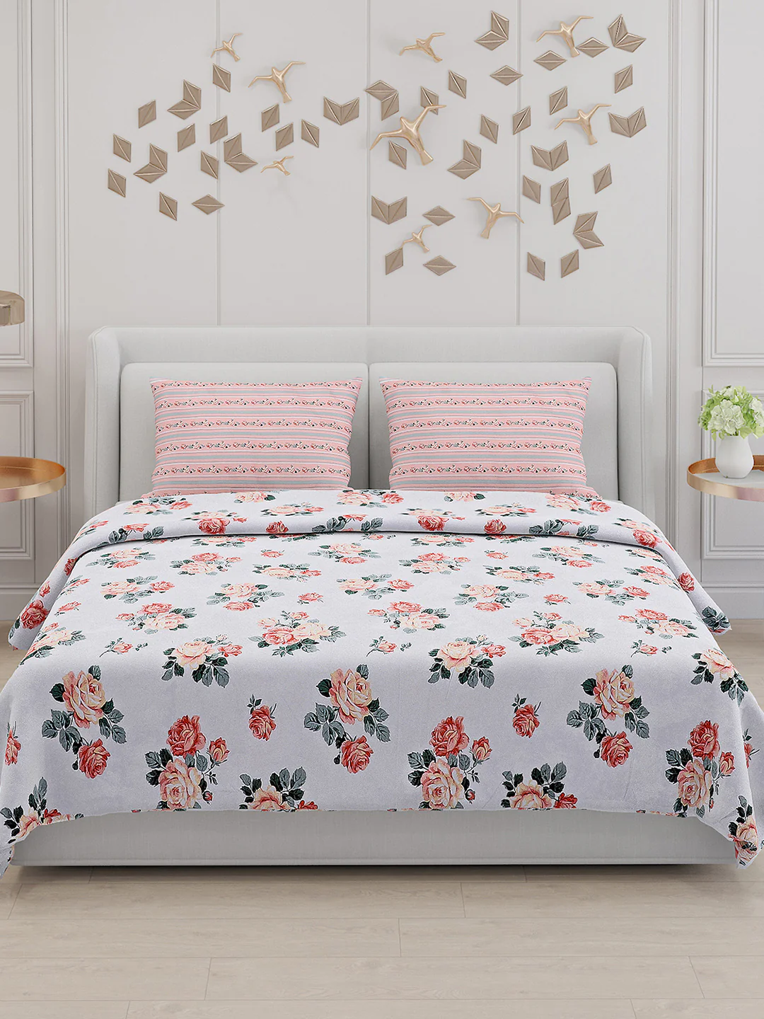 130 GSM Polyester Double Bed Bedsheet with 2 Pillow Covers - Image 3