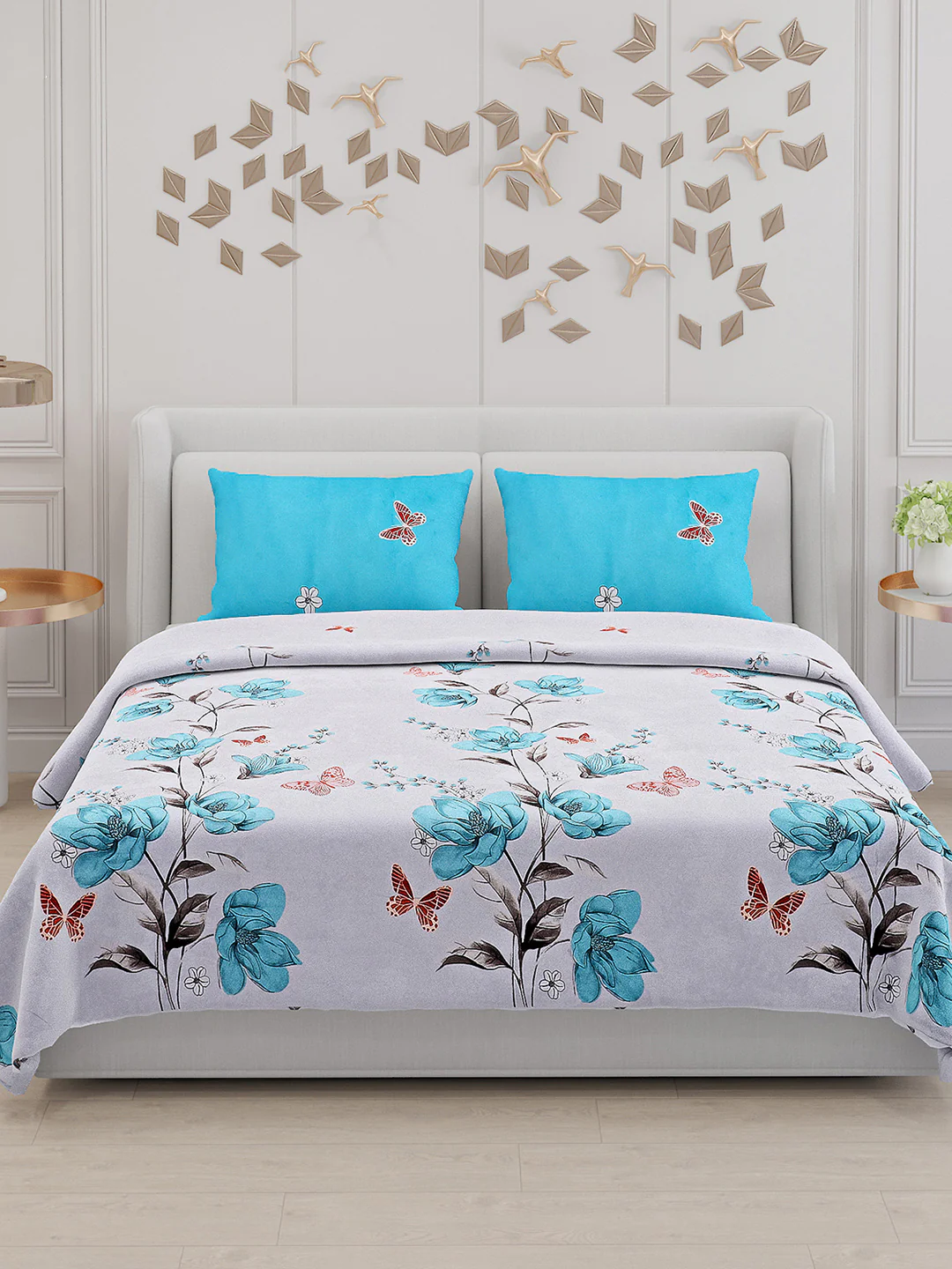 130 GSM Polyester Double Bed Bedsheet with 2 Pillow Covers - Image 3