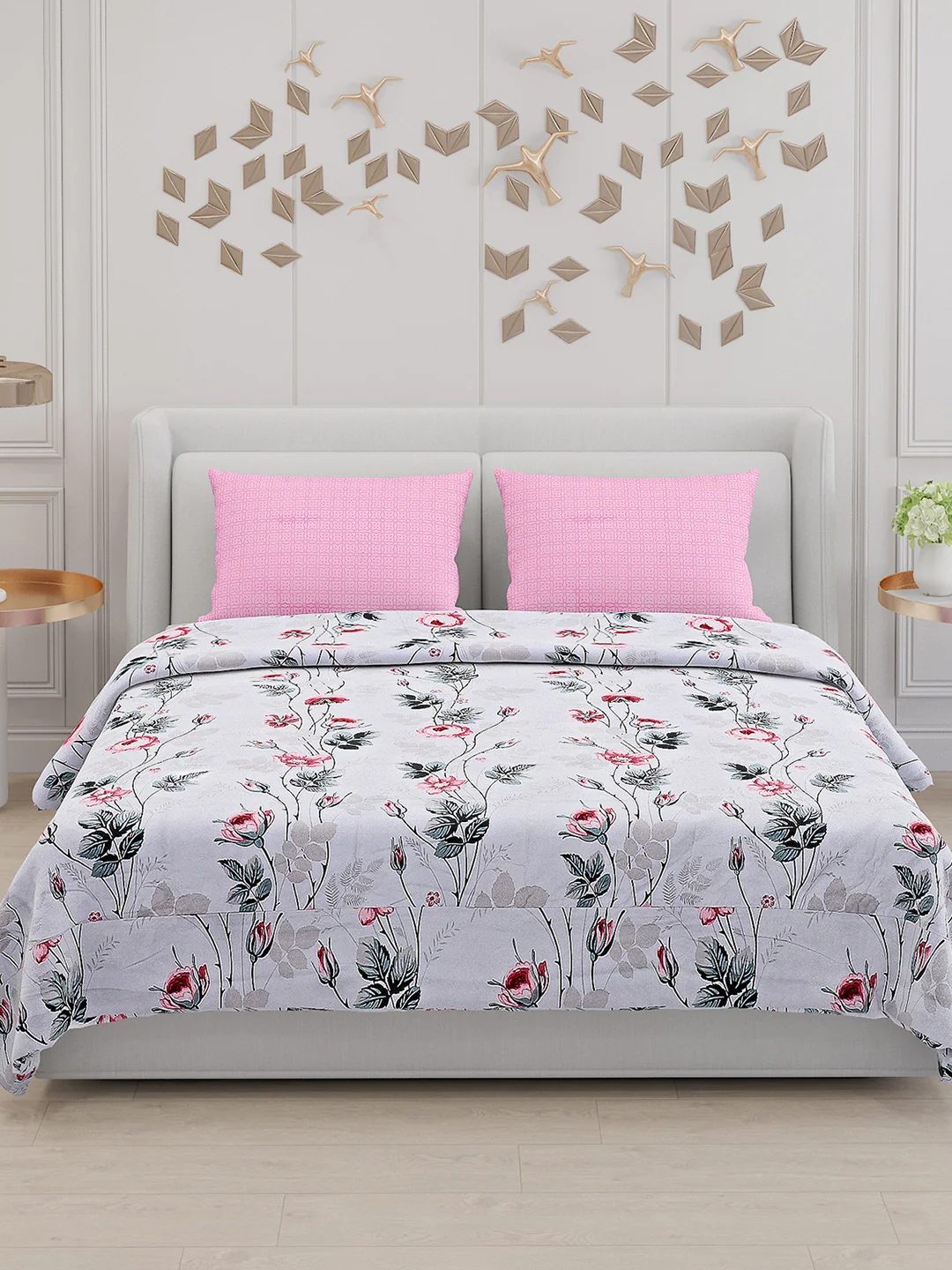 130 GSM Polyester Double Bed Bedsheet with 2 Pillow Covers - Image 3