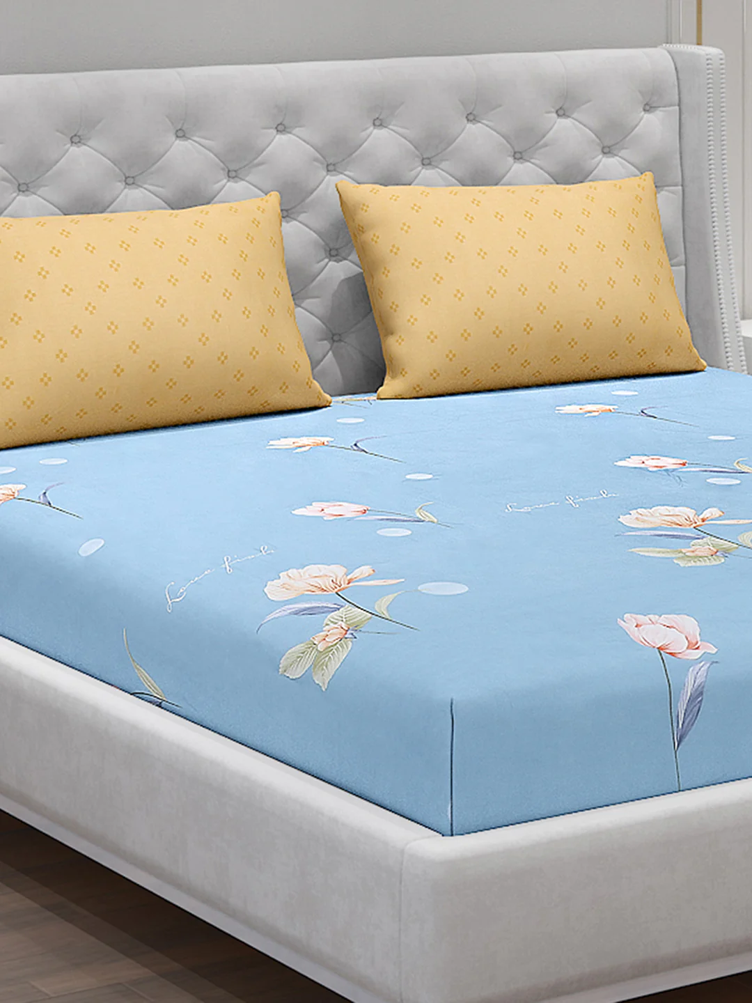 130 GSM Polyester Double Bed Bedsheet with 2 Pillow Covers - Image 5