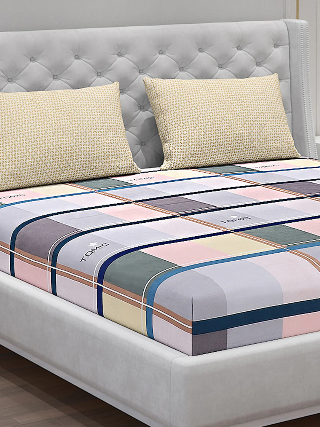 130 GSM Polyester Double Bed Bedsheet with 2 Pillow Covers - Image 5