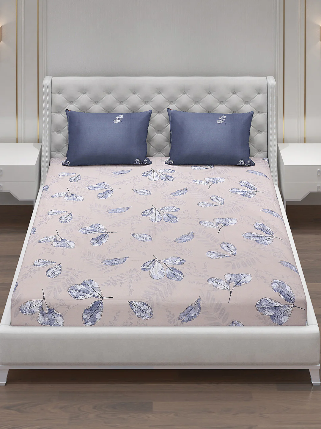130 GSM Polyester Double Bed Bedsheet with 2 Pillow Covers - Image 2