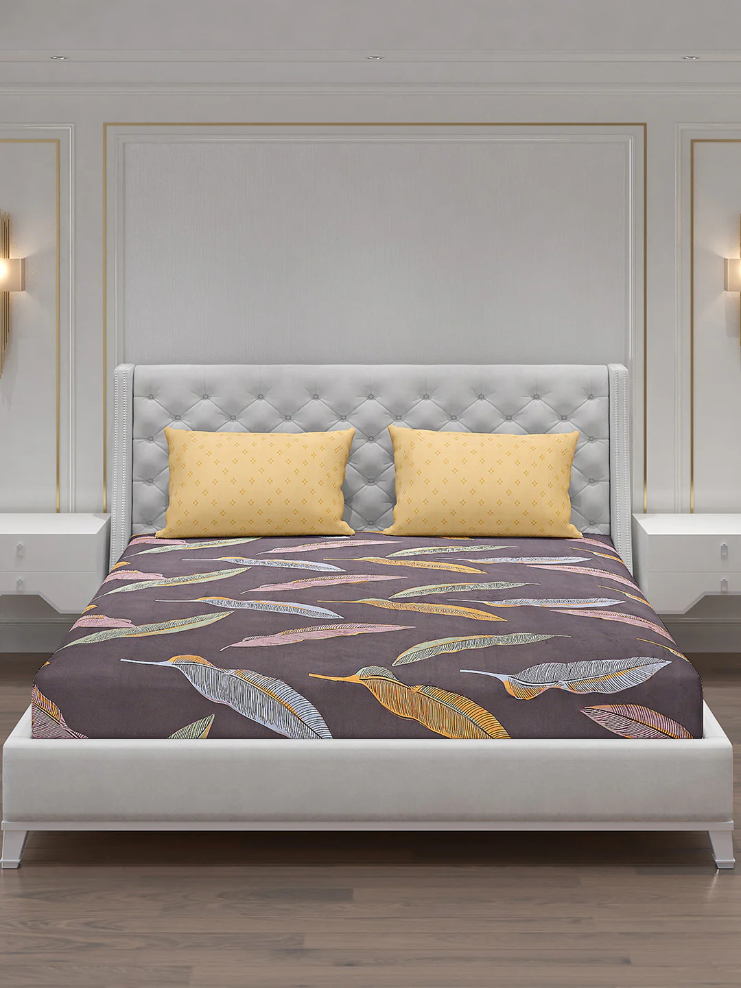 130 GSM Polyester Double Bed Bedsheet with 2 Pillow Covers - Image 3