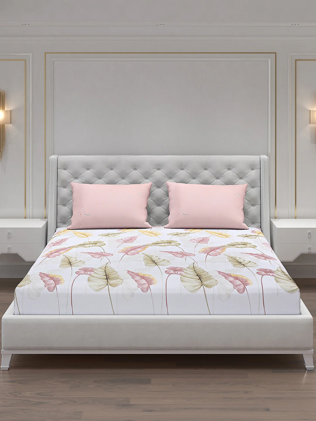 130 GSM Polyester Double Bed Bedsheet with 2 Pillow Covers - Image 3