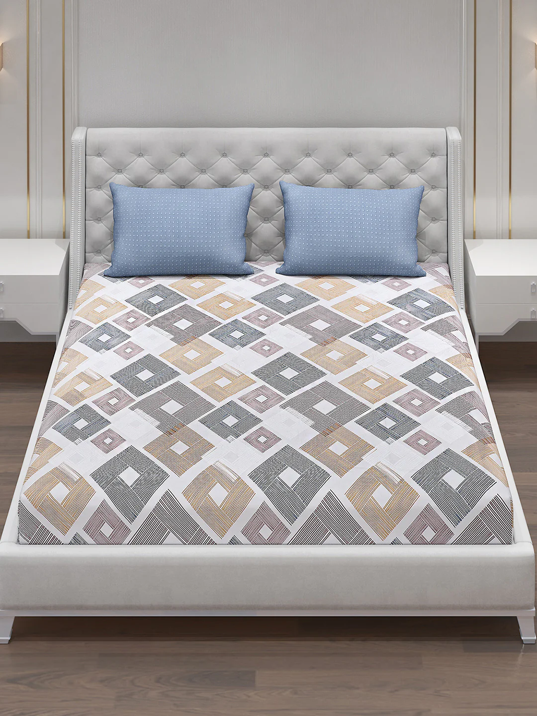 130 GSM Polyester Double Bed Bedsheet with 2 Pillow Covers - Image 2