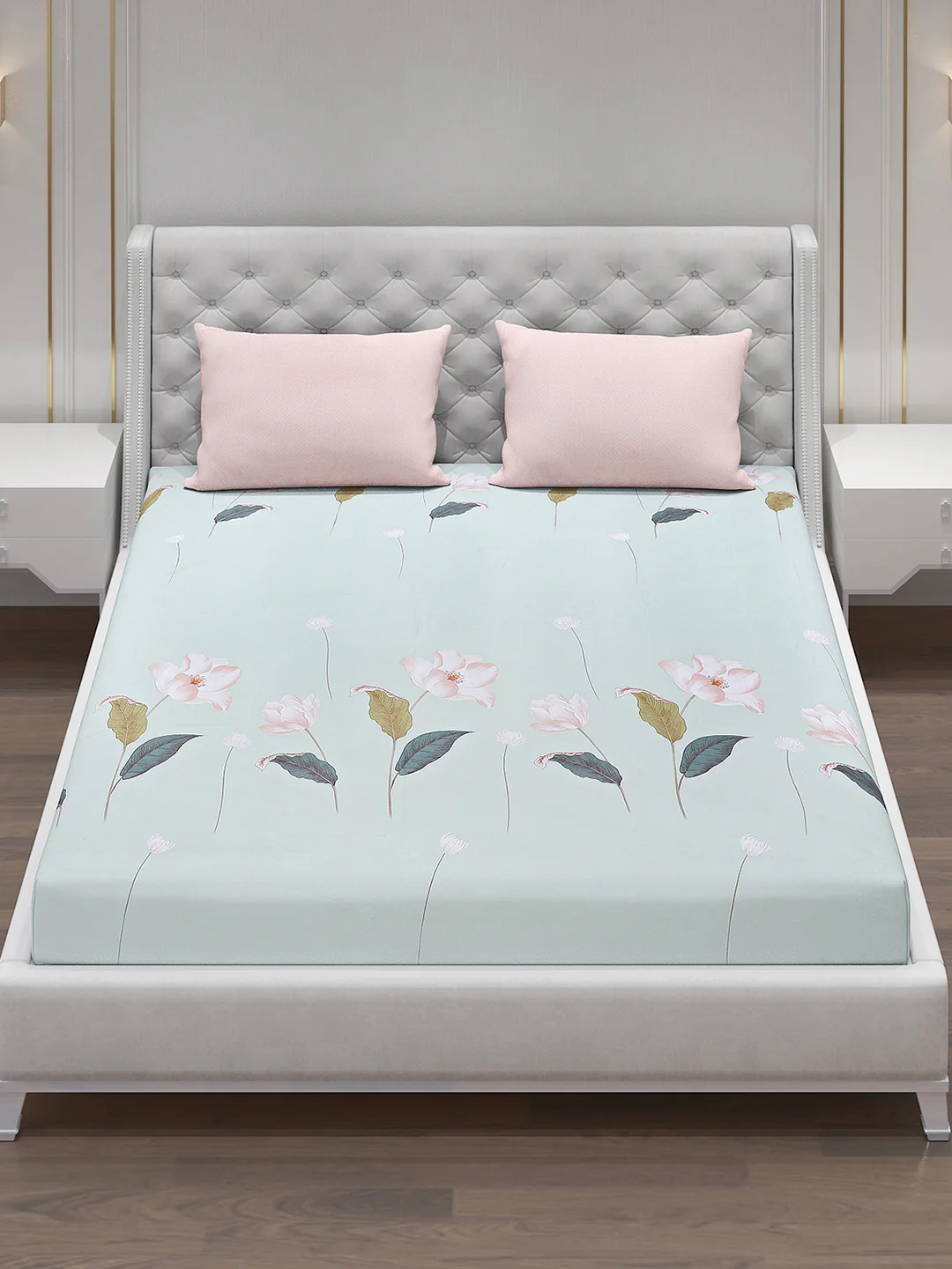 130 GSM Polyester Double Bed Bedsheet with 2 Pillow Covers - Image 2