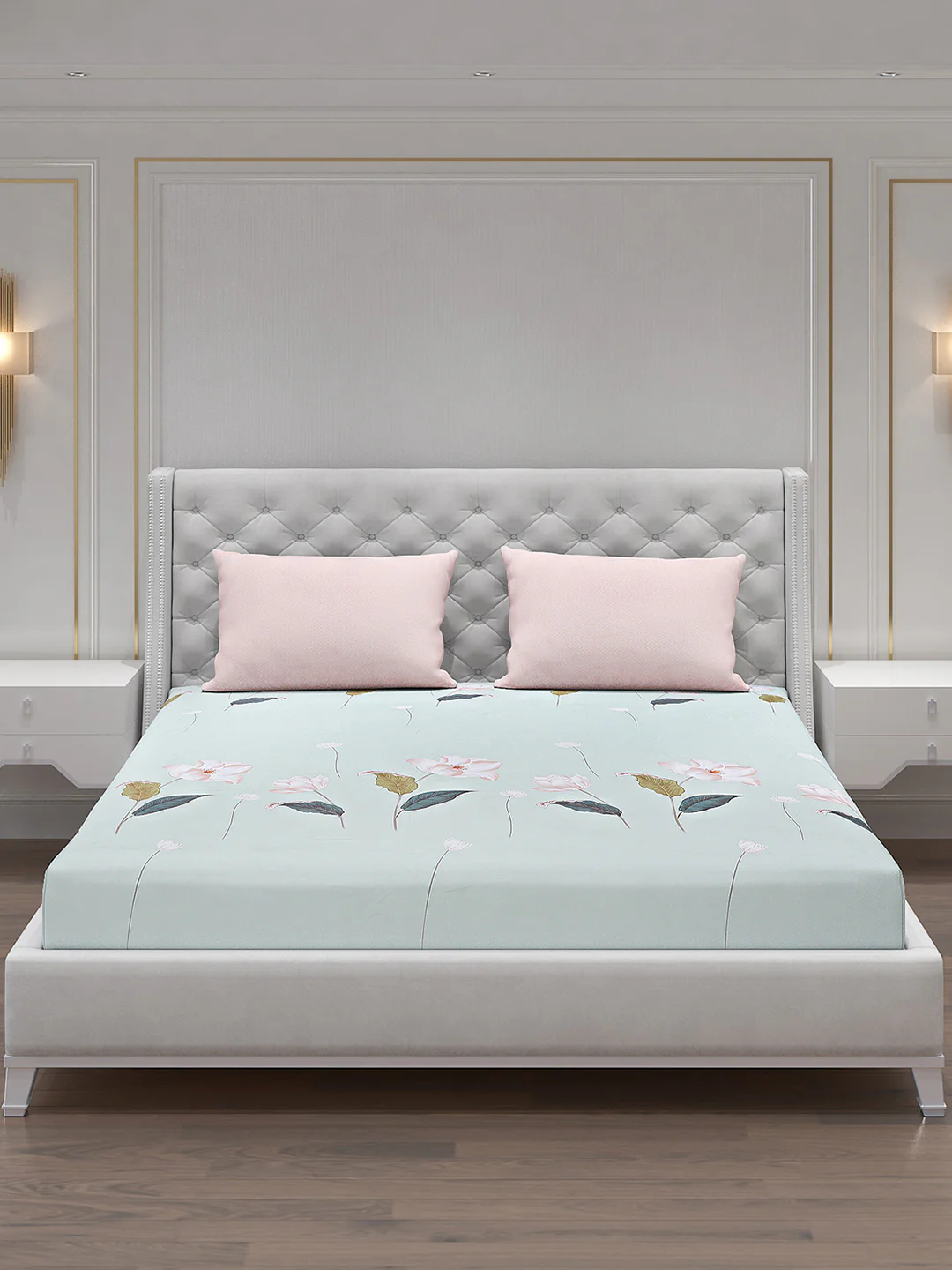 130 GSM Polyester Double Bed Bedsheet with 2 Pillow Covers - Image 3