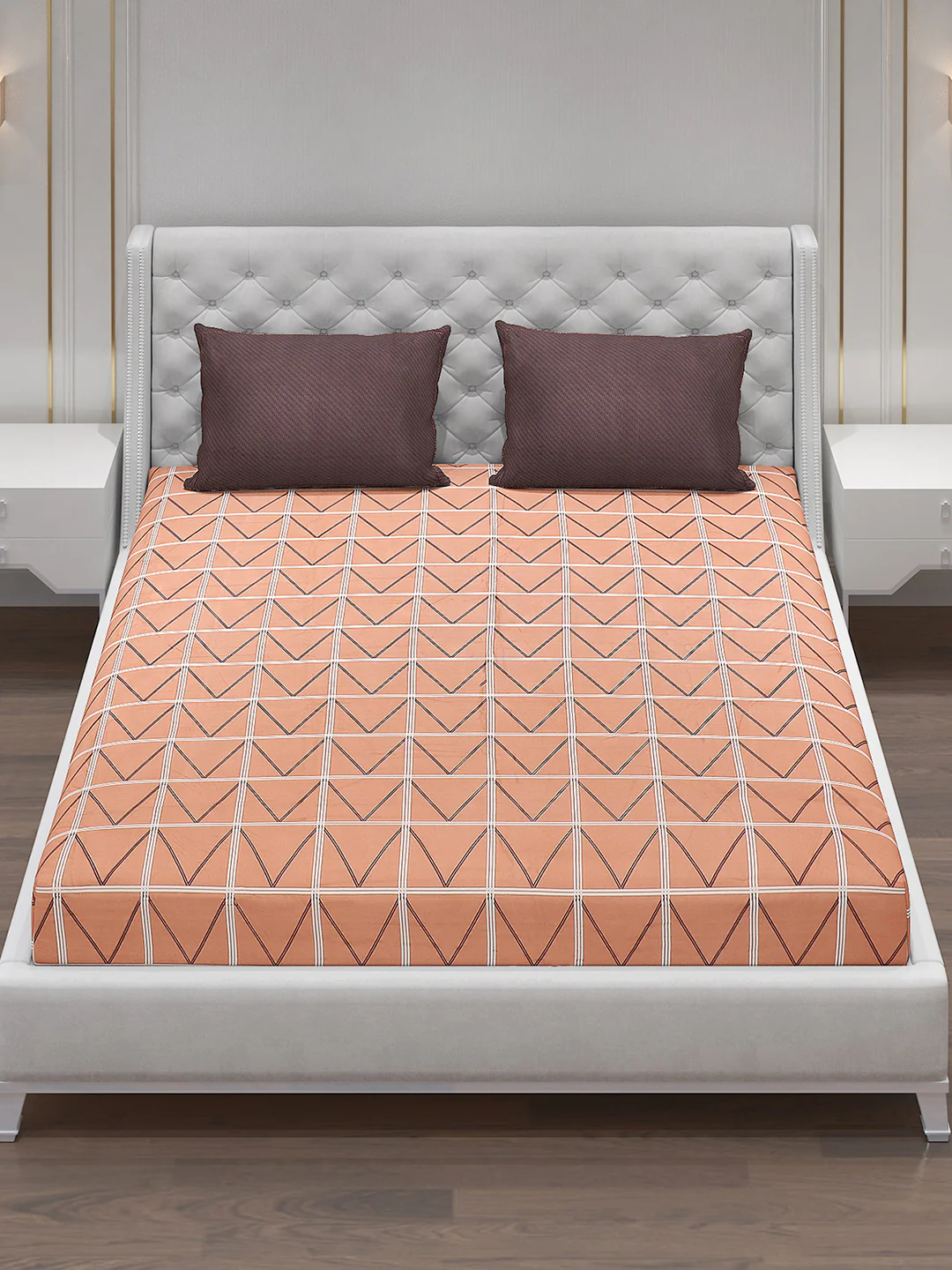 130 GSM Polyester Double Bed Bedsheet with 2 Pillow Covers - Image 3