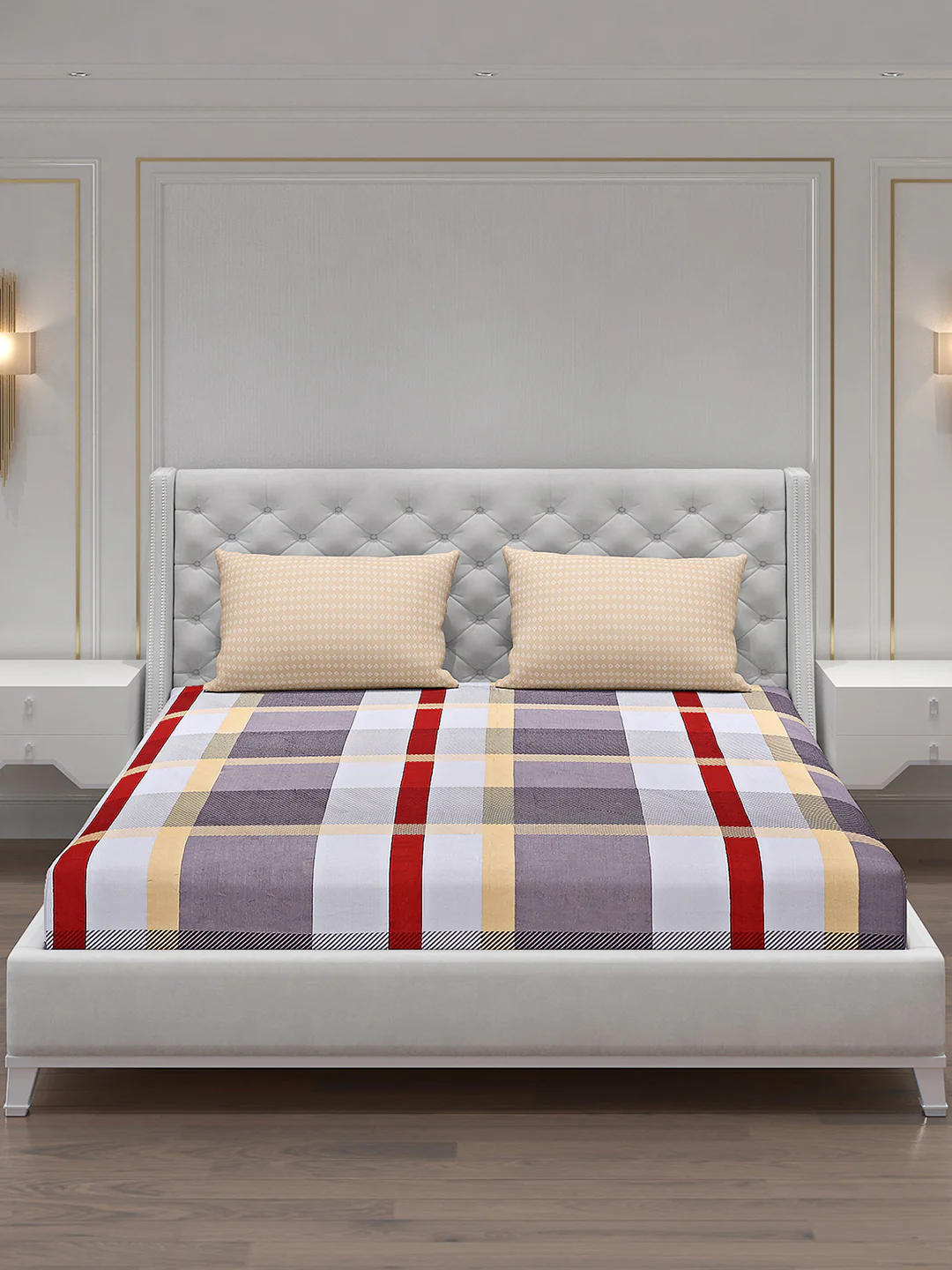 130 GSM Polyester Double Bed Bedsheet with 2 Pillow Covers - Image 3