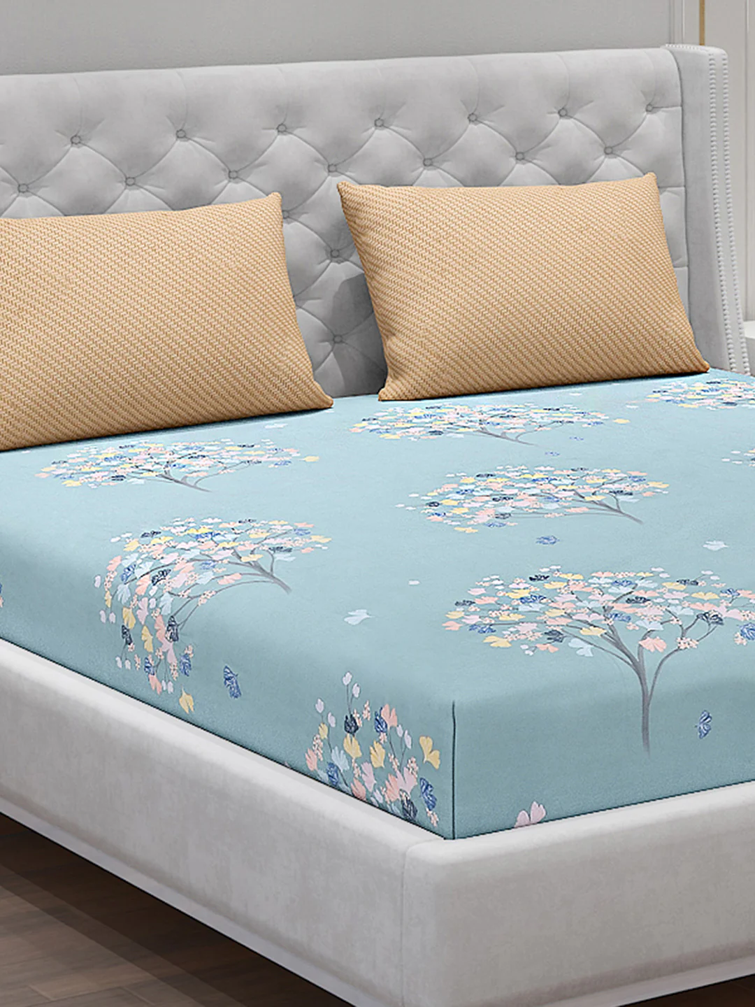 130 GSM Polyester Double Bed Bedsheet with 2 Pillow Covers - Image 5