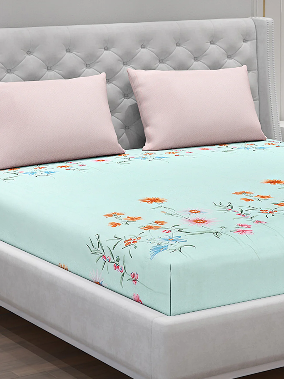 130 GSM Polyester Double Bed Bedsheet with 2 Pillow Covers - Image 5